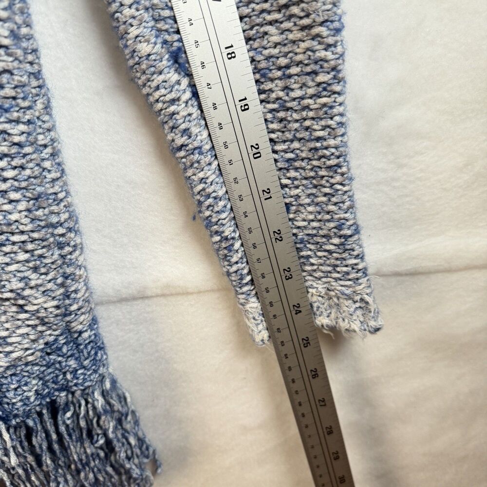 Lucky Brand Open Sweater Blue Striped Knit Fringe Western Mixed Media Artsy Sz S - Picture 11 of 11